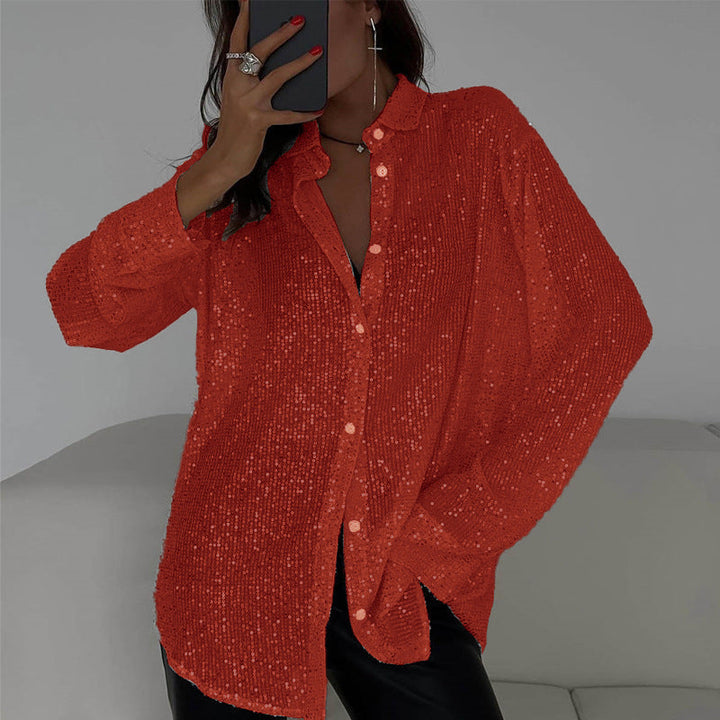 Women's Glittering Oversized Shirt Blouse Amarae