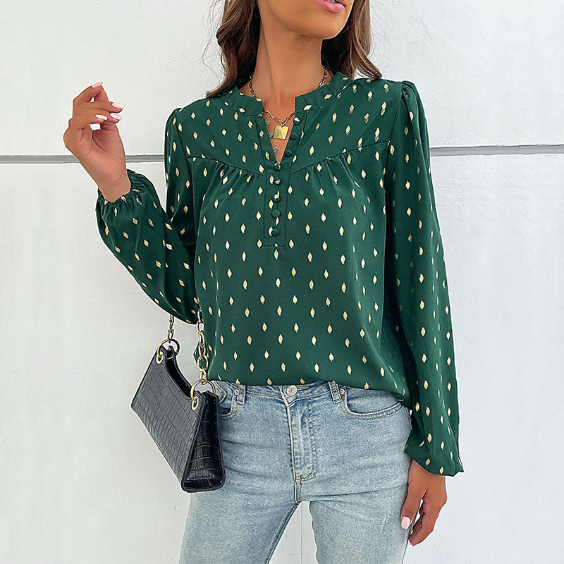 Women's blouse with a delicate pattern and a button placket Lune London