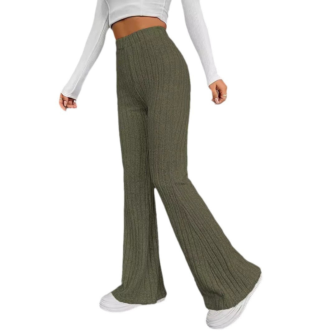 Wide ribbed knit trousers for women with elegant flair Lune London