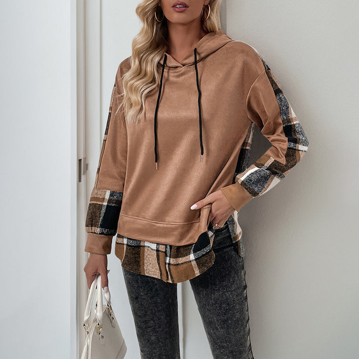 Hooded sweatshirt for women with checked sleeves Lune London