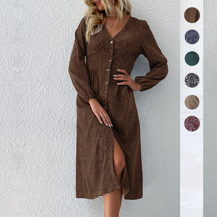 Midi dress for women with buttoning and voluminous sleeves Lune London