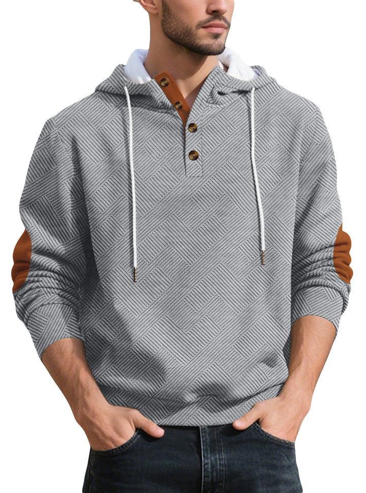 Trendy hooded sweater for men in textured material with chic and stylish accents