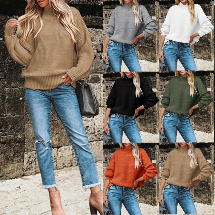Pull en maille épaisse pour femmes avec col haut et coupe décontractée surdimensionnée Chic & Stil
