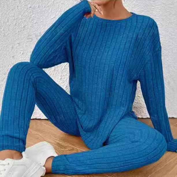 Women Casual Knit Set with Ribbed Structure and Loose Fit Lune London