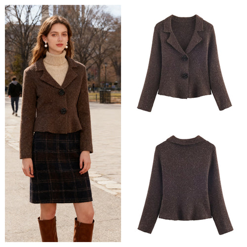 Blazer en tricot tendance pour femmes avec des revers élégants Chic & Stil