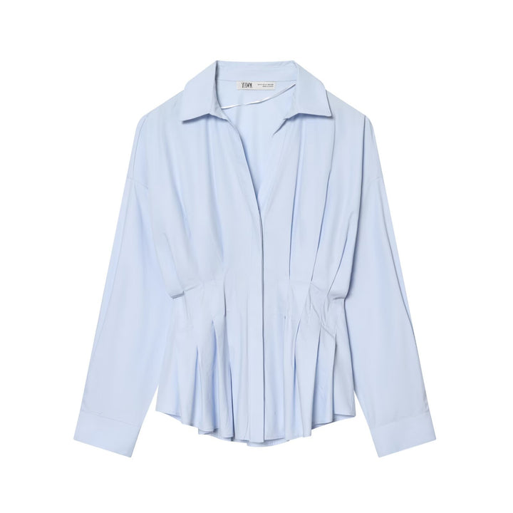 Women's Loose Shirt Blouse with Waist Pleats and Dropped Shoulders Amarae