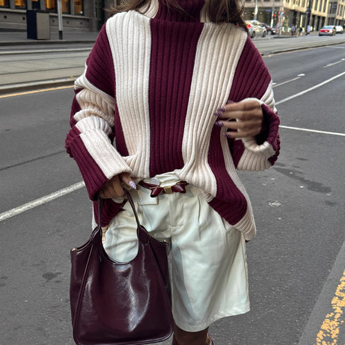 Fashion knit sweater for women with an elegant ribbed pattern and relaxed sleeves Amarae