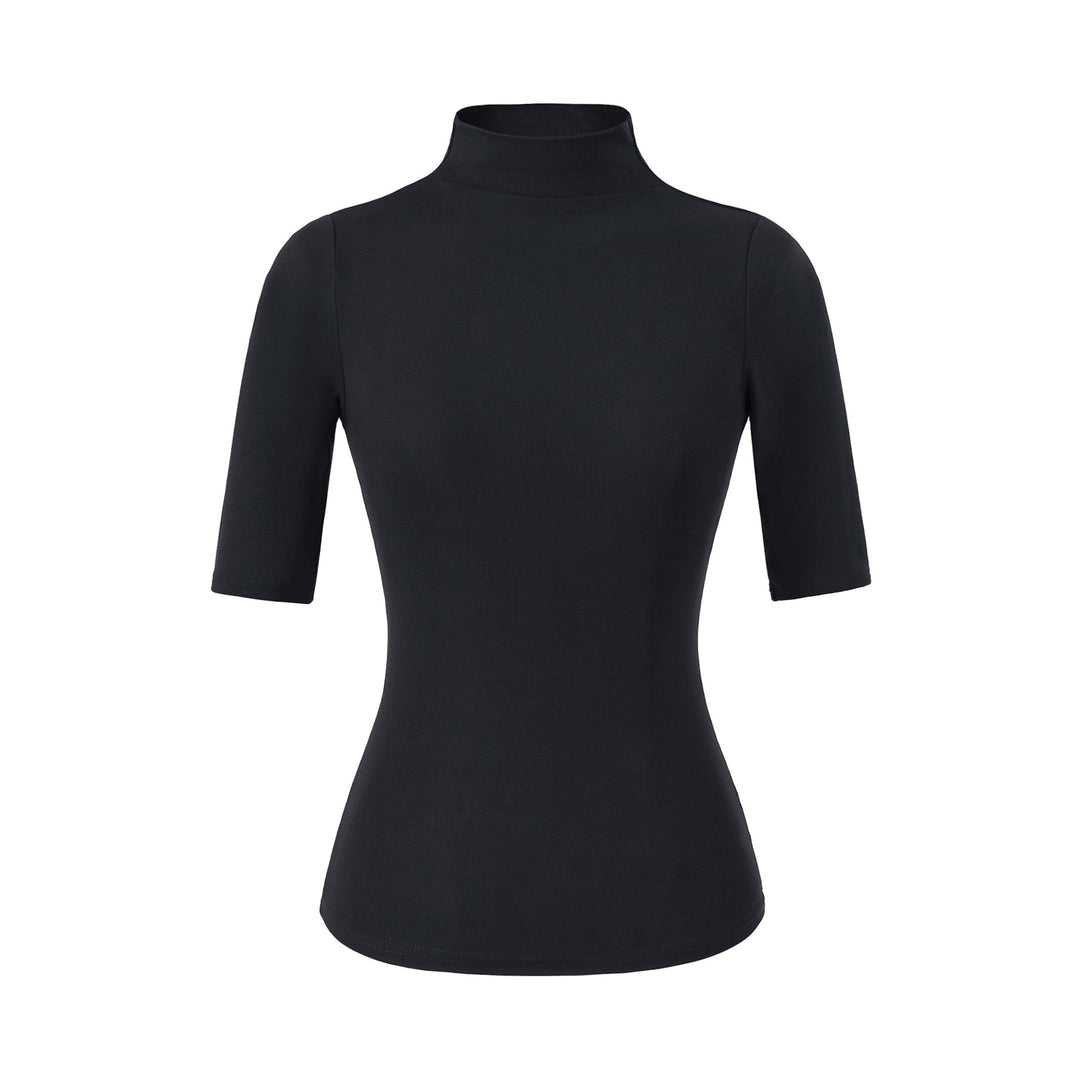 Women's Fitted Stand Collar Shirt with Half-Length Sleeves Amarae