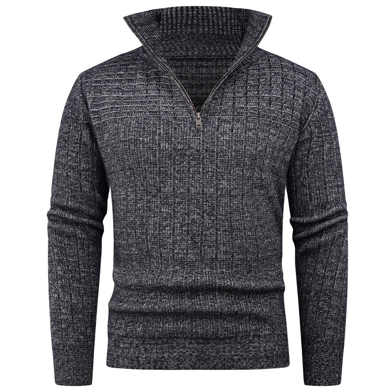 Men's knitted sweater with modern zipper and ribbed structure Lune London