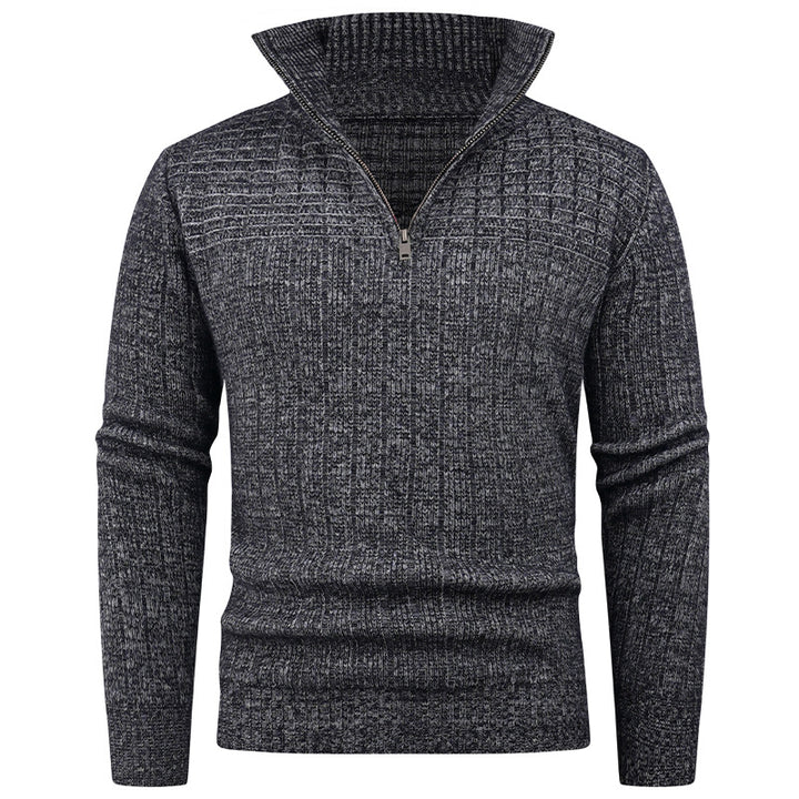 Men's knitted sweater with modern zipper and ribbed structure Lune London