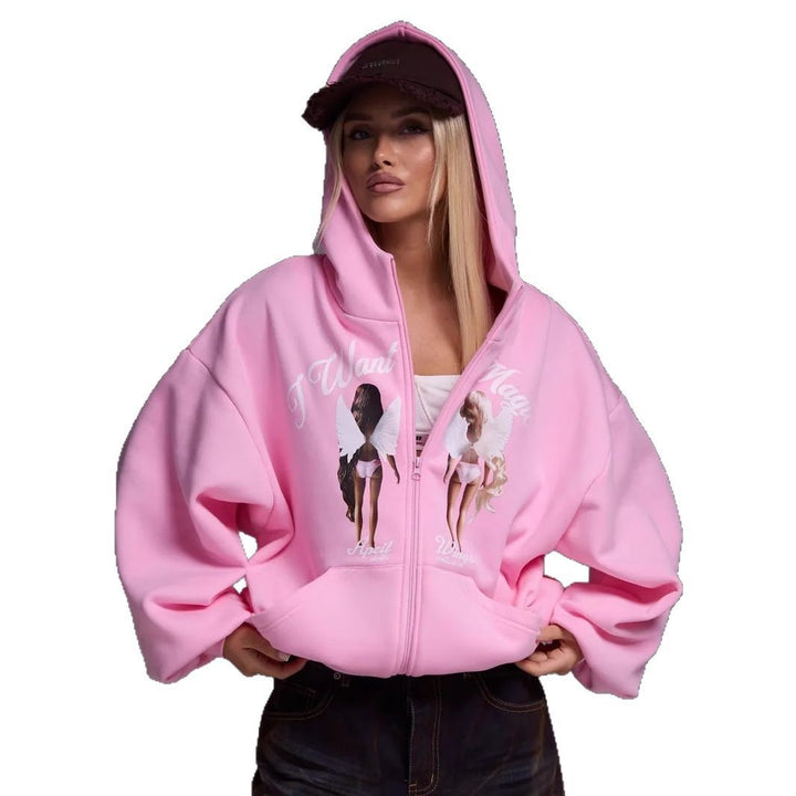 Oversized hoodie for women with creative print and relaxed fit Amarae