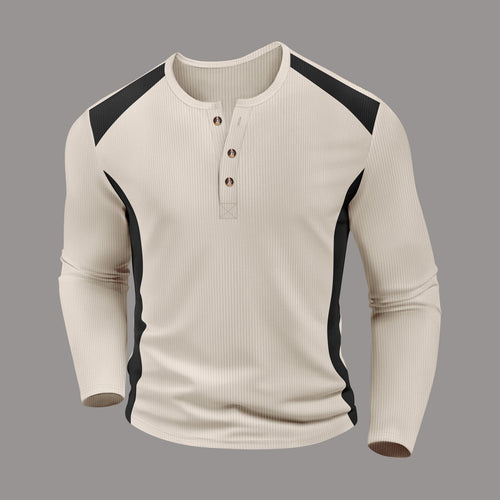 Men's long sleeve shirt with trendy buttons and textured fabric Amarae