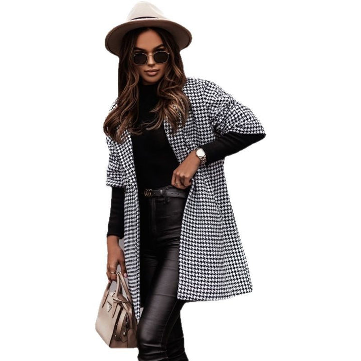 Ladies Oversized Check Coat Amarae