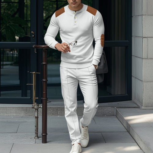 Men's leisure set with practical buttons and leather applications Amarae