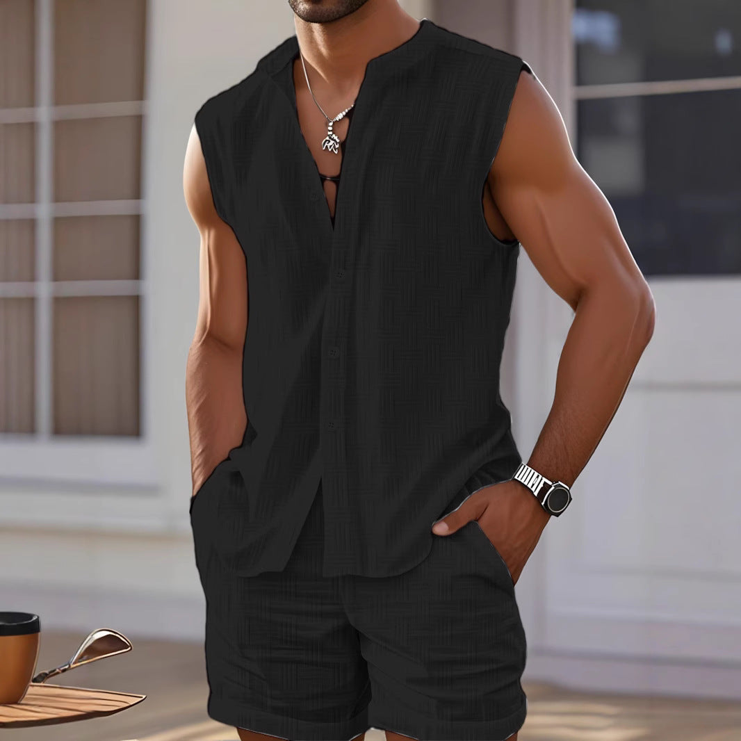 Men CasualSleeveless Buttoned Chic Set and Style