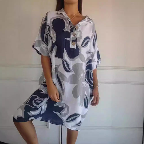 Aerial beach dress for women with trendy pattern and side pockets Amarae