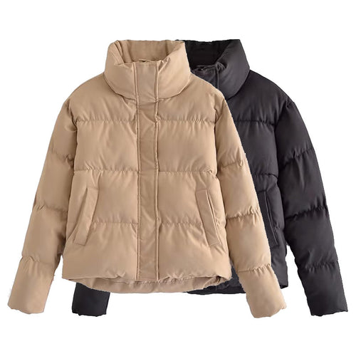 Ladies quilted winter coat with high collar and side pockets Amarae