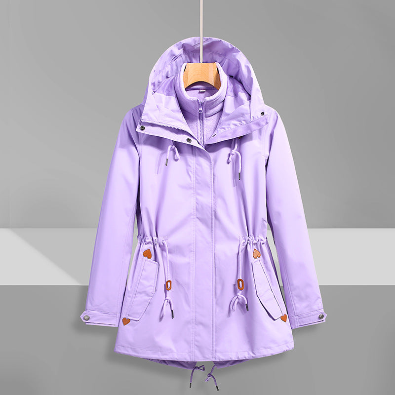 Women's waterproof transition jacket with adjustable hood system and practical pockets Lune London