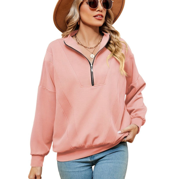 Women’s sweatshirt with half-zip and decorative seams Lune London