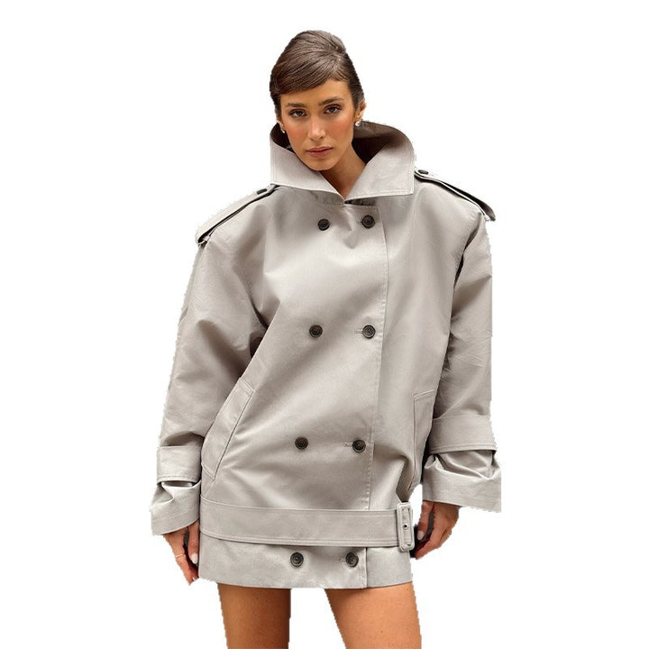 Ladies Urban Trench Coat with high collar and double-breasted Lune London