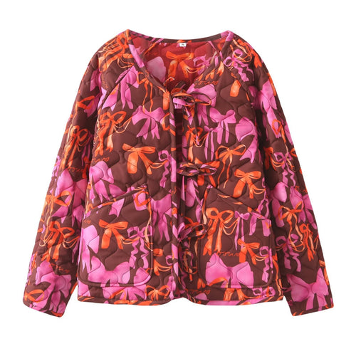 Veste matelassée légère pour femmes avec motif de nœud coloré Chic & Stil