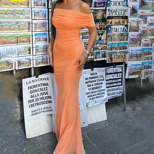 Elegant evening dress for women with a chic off-shoulder design