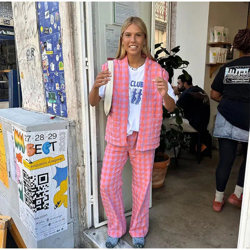 Loose plaid trousers for women with a trendy design Amarae