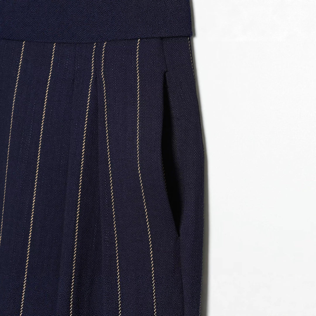 Women's Wide-Cut Pinstripe Trousers with High Waist and Crease Amarae