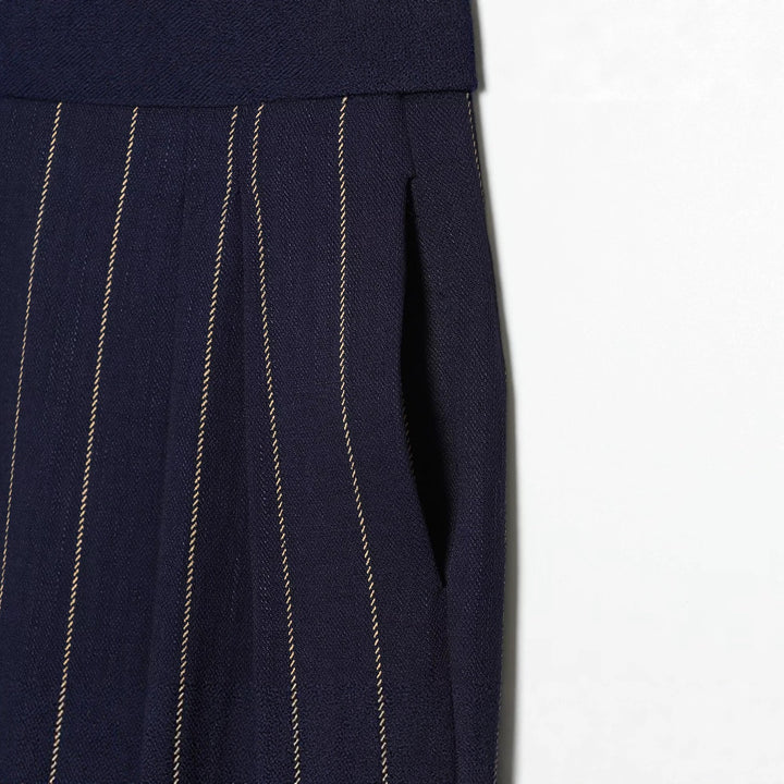 Women's Wide-Cut Pinstripe Trousers with High Waist and Crease Amarae