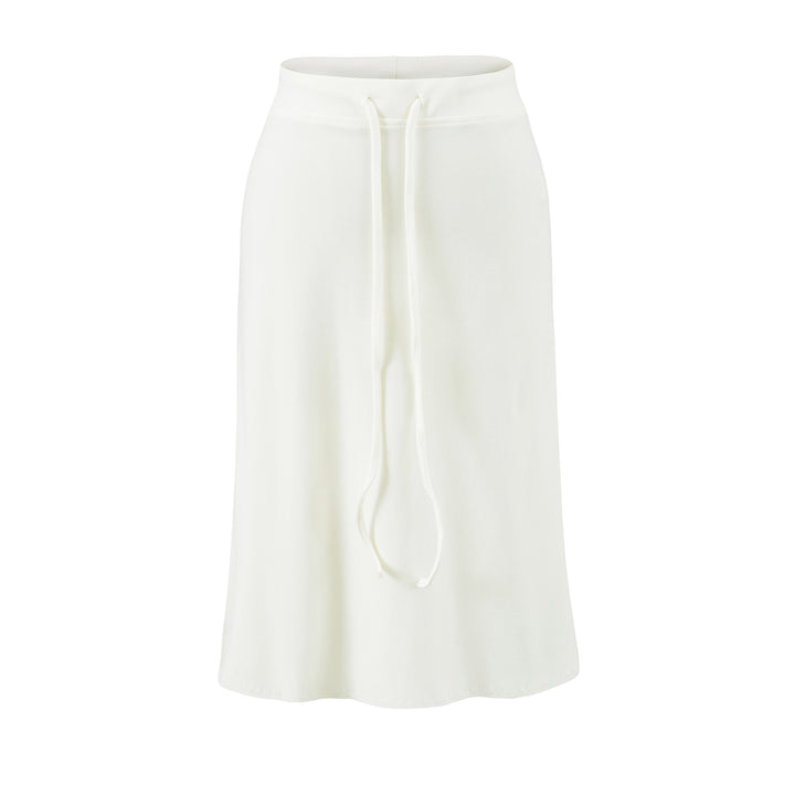 Women Jersey Midi Skirt with High Waist, Drawstring and A-Line Cut Amarae