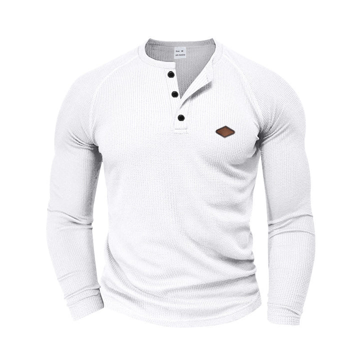 Long sleeve shirt for men in textured fabric with practical buttons Amarae