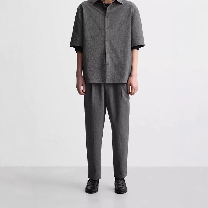 Men's Relaxed-Fit Pleated Trousers with Drawstring and Elastic Waist Amarae