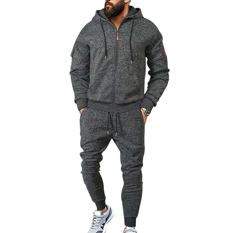 Men's Hooded Sports Tracksuit with Functional Zip Pockets Lune London
