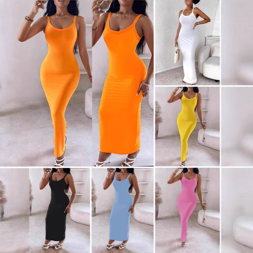 Ladies Figure-Hugging Maxi Dress with Slim Straps and Sophisticated Cut Amarae