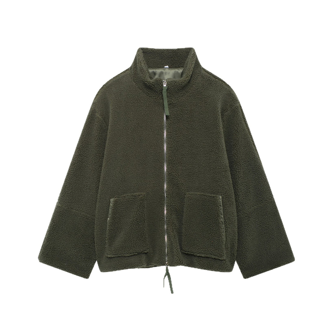 Comfortable fleece jacket for women with a high collar and practical pockets Lune London
