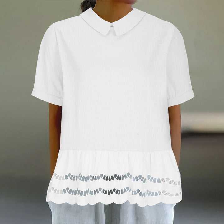 Ladies Chic Peplum Blouse Embroidered Lune London