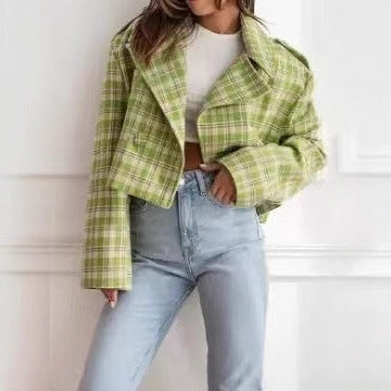 Women's Short Checkered Blazer Lune London
