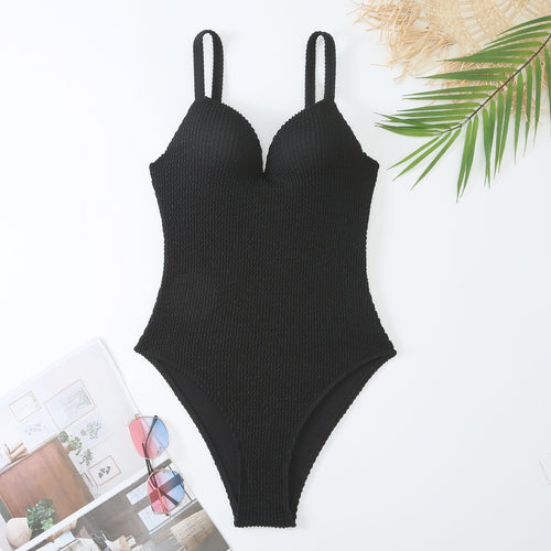 High-waisted swimsuit for women with ribbed textured surface and adjustable straps Amarae