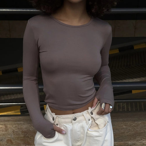 Fitted women's top in soft material with long sleeves Amarae