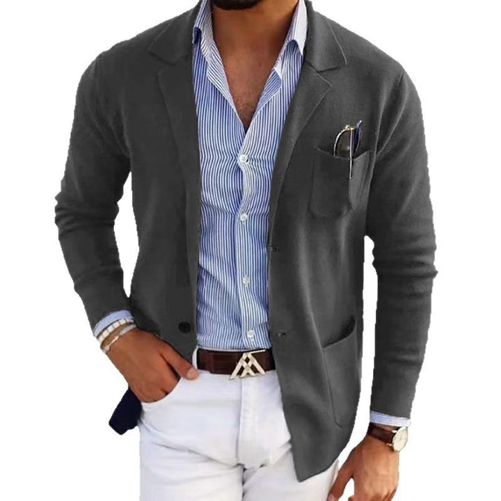 Men's knitted sports jacket with a fine structure and practical pockets Lune London
