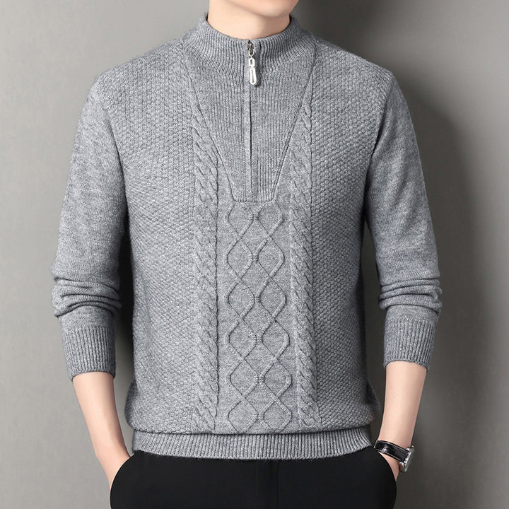 Knitted sweater for men with high collar and zip Lune London