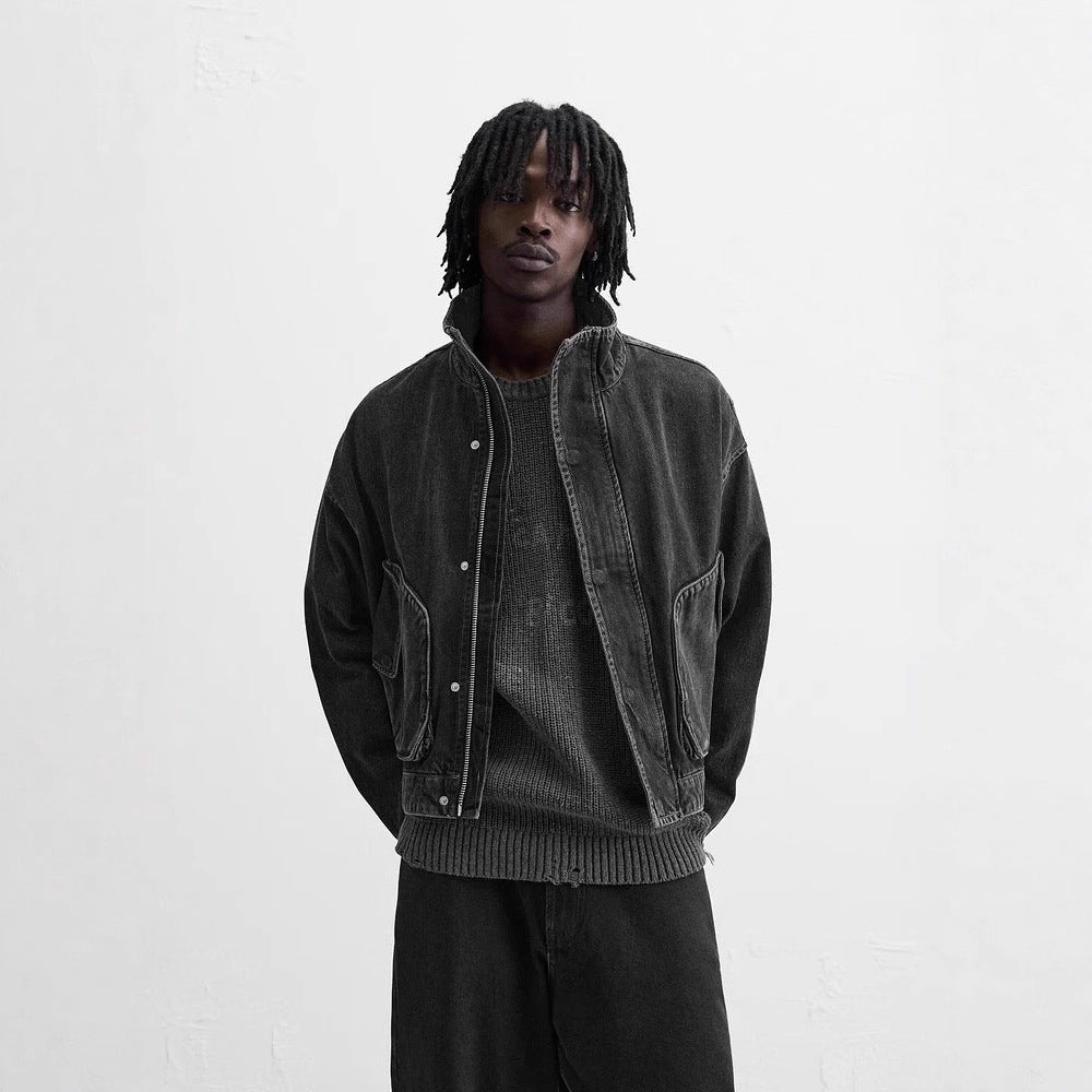 Amarae Men's Denim Bomber Jacket