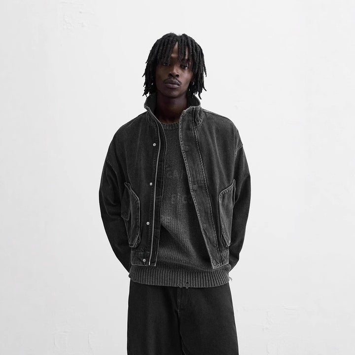Amarae Men's Denim Bomber Jacket