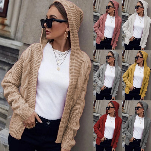 Ladies cardigan with hood and macramé pattern Amarae