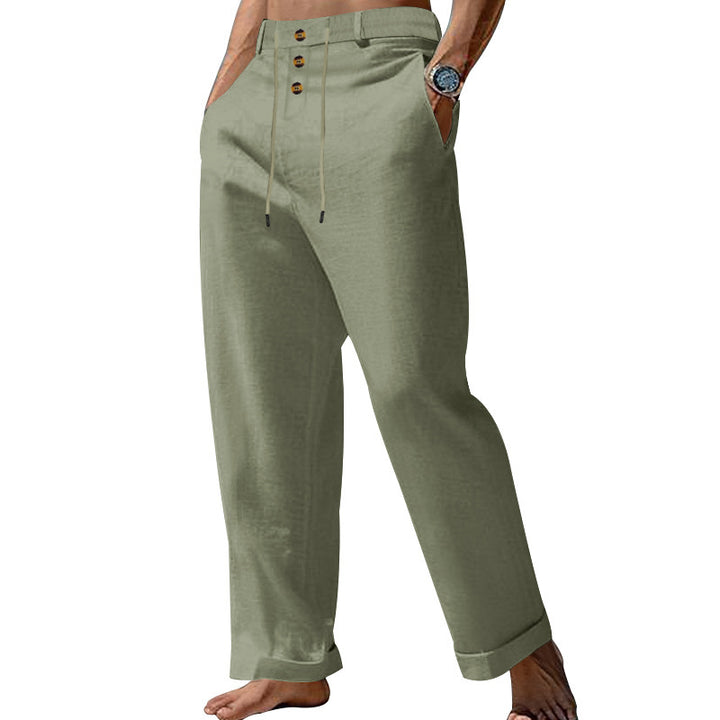 Casual summer pants for men with elastic waistband and practical button design Lune London