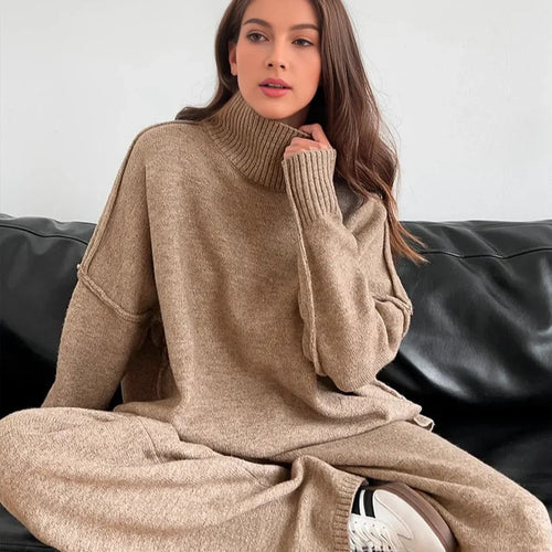 Dames Ensemble en tricot confortable avec col haut et coupe large Amarae