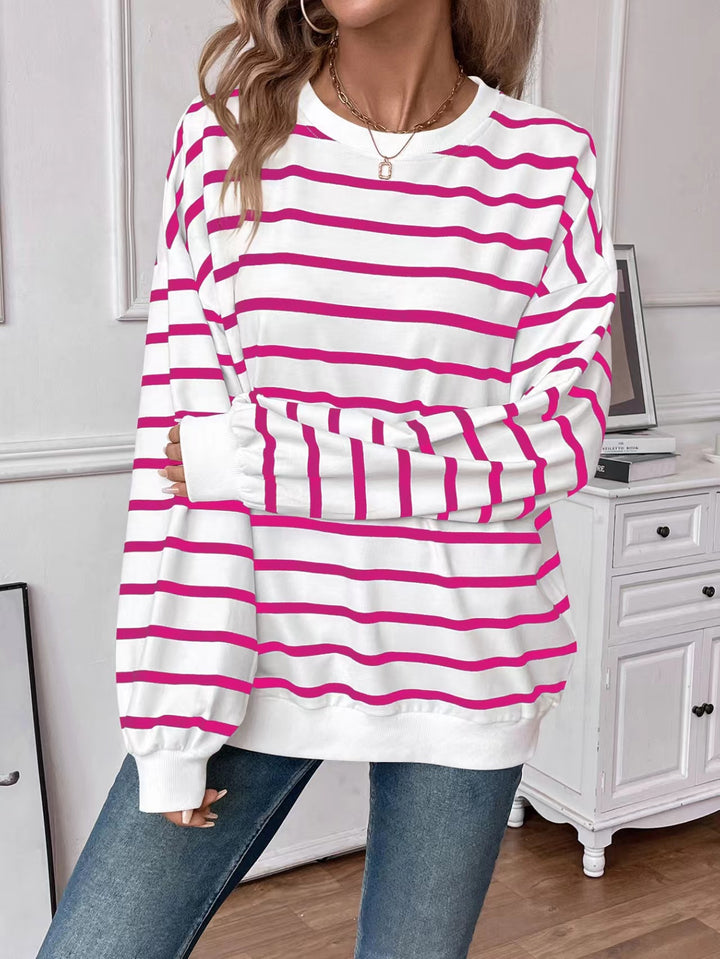Ladies casual sweater with modern striped pattern Lune London