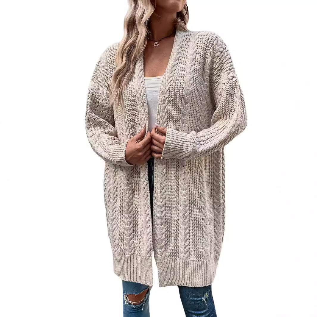 Women Chunky Knit Cardigan with Loose Fit and Structured Look Lune London