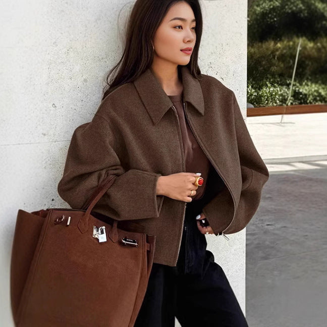 Women Cropped Jacket Trendy in Wool Blend Amarae