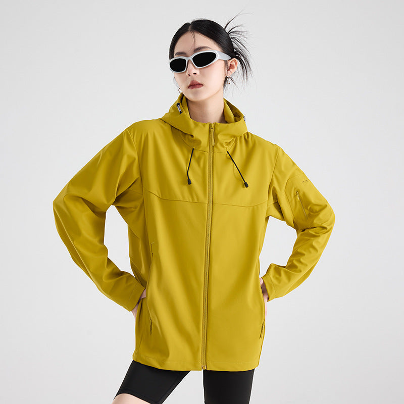 Women's Breathable Softshell Rain Jacket with Hood, Windproof and Minimalist Tech Look Amarae